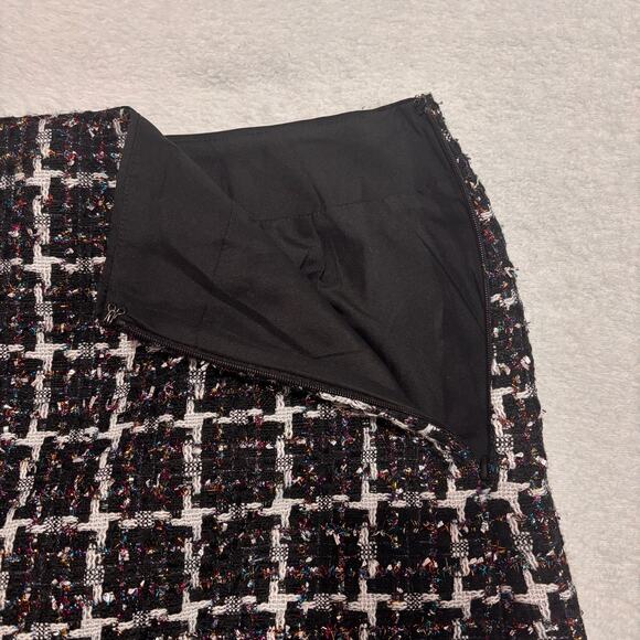 LOFT Shimmer Tweed Crop Jacket & Skirt Size 2 Small 2-Pc Set Black Metallic Suit - Picture 8 of 13